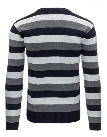 Pánsky pásikavý sveter (wx0871) - tmavomodrý "M"