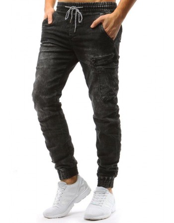 Spodnie joggery jeansowe męskie grafitowe UX1579