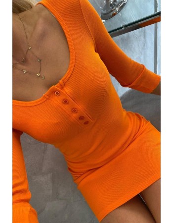 Šaty s výstrihom pre tlačidlá oranžový, Oranžový