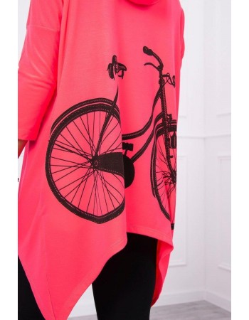 Mikina s potlačou na bicykli ružový neón, Ružová neon