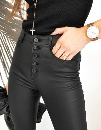 Spodnie damskie woskowane Skinny Fit DUBAI czarne UY0599