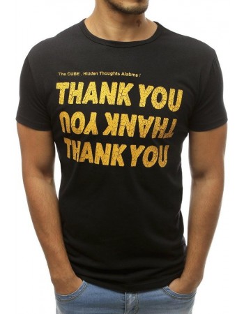 T-shirt męski z nadrukiem czarny RX3746