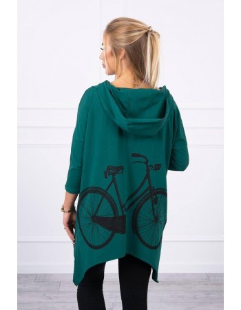 Mikina s potlačou na bicykli zelená, Zelená