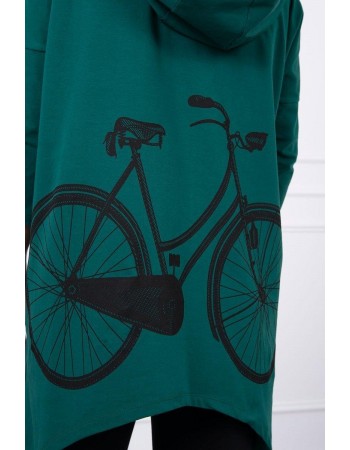 Mikina s potlačou na bicykli zelená, Zelená