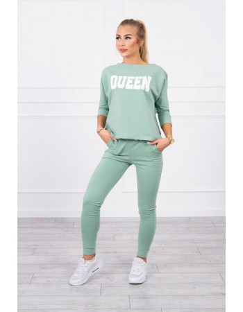 Sada s potlačou Queen tmavá mäta, Tmavý / Mäta