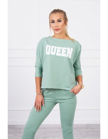 Sada s potlačou Queen tmavá mäta, Tmavý / Mäta