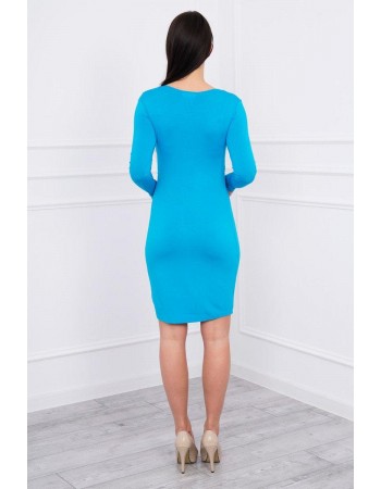 Sukienka dopasowana z odcięciem pod biustem turkusowa, Modrý