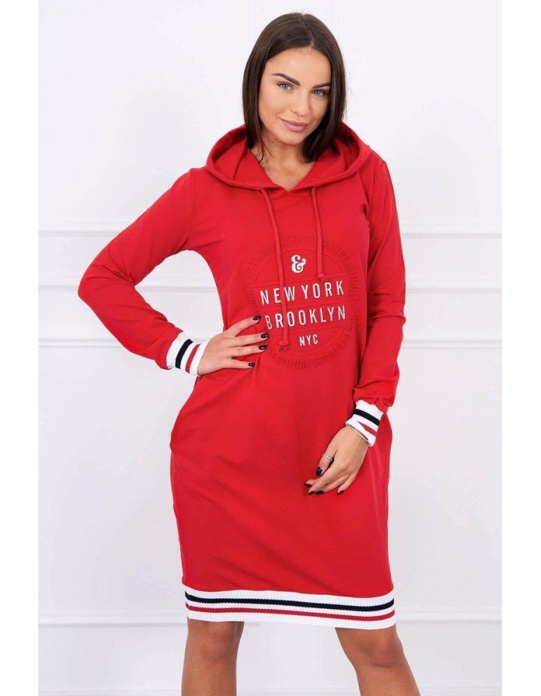 Dámske mikinové šaty 62095 - červené