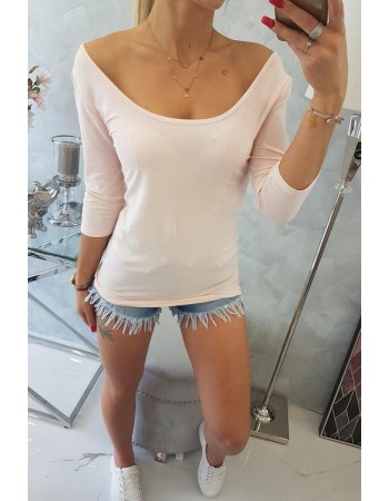 Blúzka okrúhly výstrih prášková ružová, Prášok