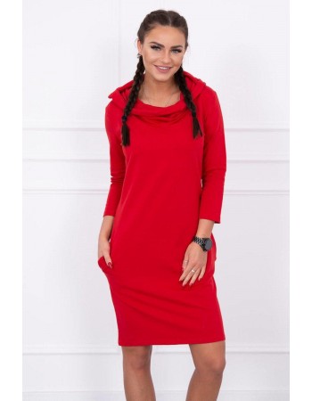 Šaty s kapucňou pre dámy 8847 - červené