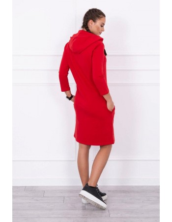 Šaty s kapucňou a vreckami červená, Červená