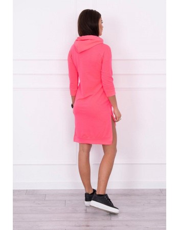 Šaty s dlhším chrbtom a farebnou potlačou ružový neón, Ružový / Neon