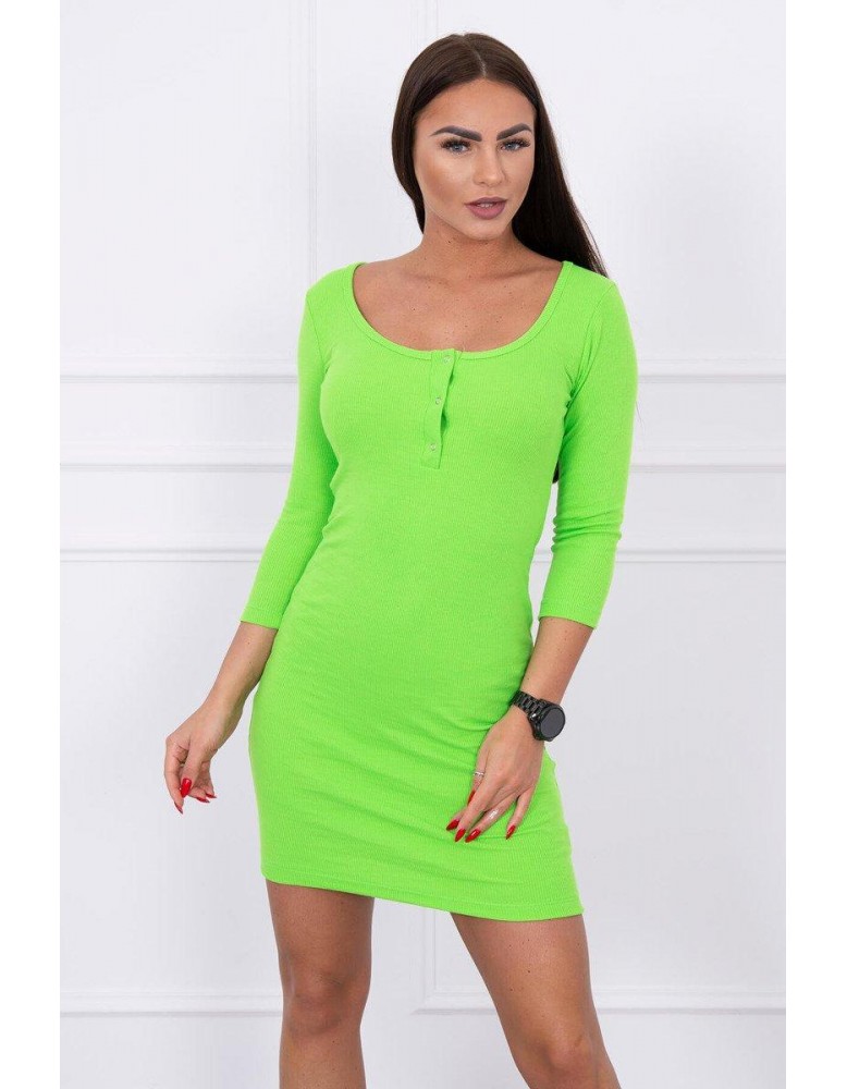 Dámske šaty s výstrihom 8975 - neónovo zelené
