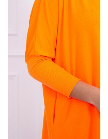 Šaty s výstrihom na spade oranžový neón, Oranžový / Neon
