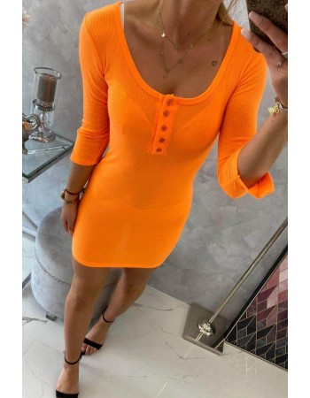 Šaty s výstrihom pre tlačidlá oranžový neón, Oranžový / Neon