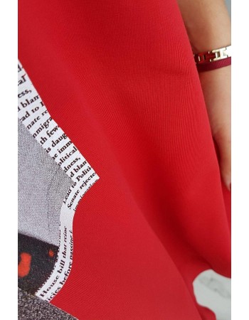 Šaty s potlačou a rozšíreným dnom červená, Červená
