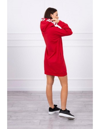 Šaty s kapucňou Oversize červená, Červená