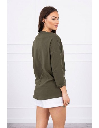 Blúzka s grafikou American Girl khaki S/M - L/XL, Hnedožltý