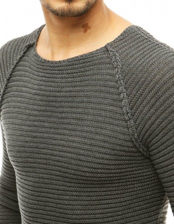 Sweter męski wkłądany przez głowę antracytowy WX1660