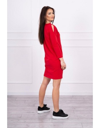 Šaty s grafikou 3D, čipka červená, Červená