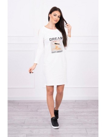 Dress with print Dream ecru, Ecru
