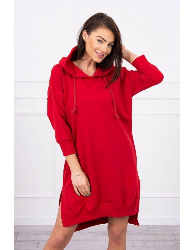 Šaty s kapucňou pre dámy 9078 - červené