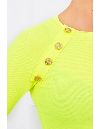 Šaty s ozdobnými gombíkmi žltý neón, Neon Žltá