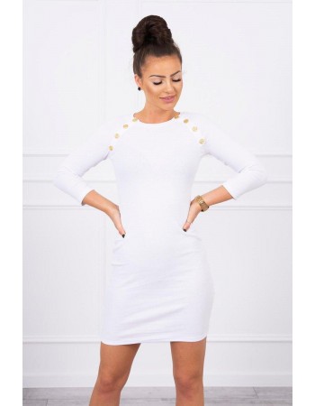 Dámske šaty s ozdobnými gombíkmi 5198 - biele