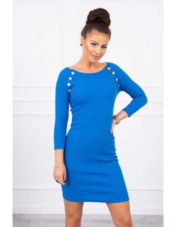 Dámske šaty s ozdobnými gombíkmi 5198 - modré