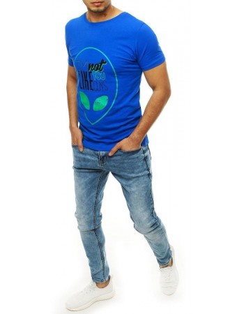 T-shirt męski z nadrukiem niebieski RX4156
