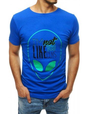 T-shirt męski z nadrukiem niebieski RX4156