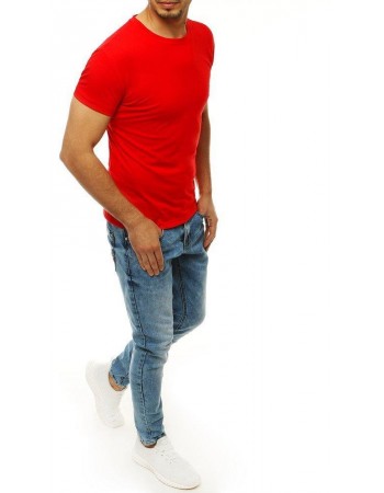 T-shirt męski bez nadruku czerwony RX4189