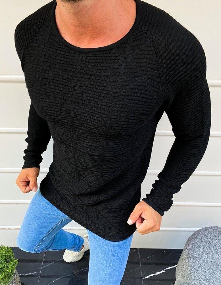 Pánsky sveter so vzorom WX1598 - čierny