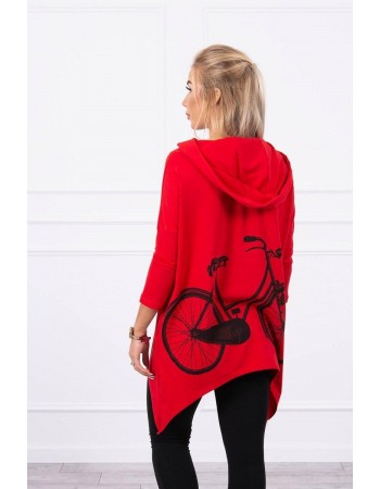 Mikina s potlačou na bicykli červená, Červená