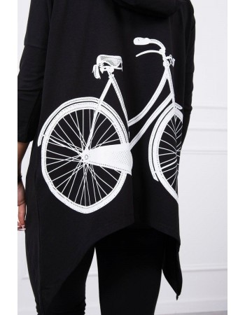 Mikina s potlačou na bicykli čierna, Čierna