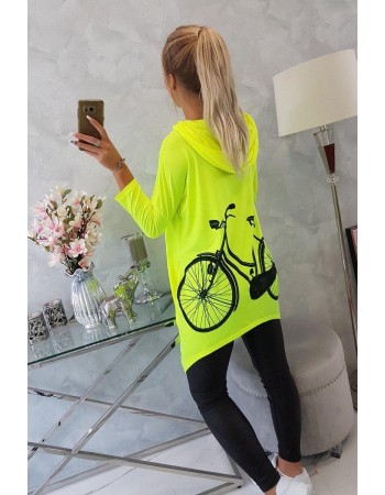 Mikina s potlačou na bicykli žltý neón, Neon Žltá