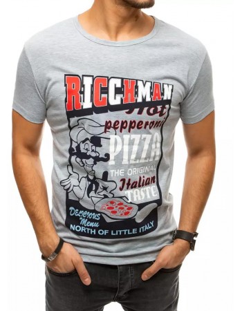 T-shirt męski z nadrukiem szary RX4373