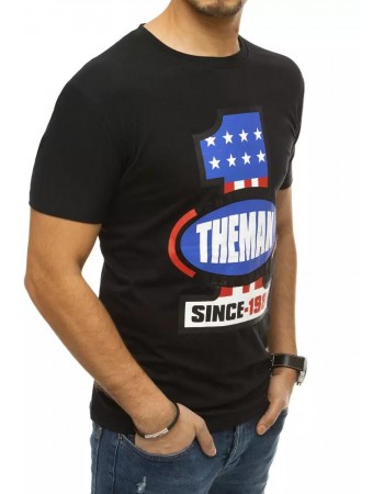 T-shirt męski z nadrukiem czarny RX4404