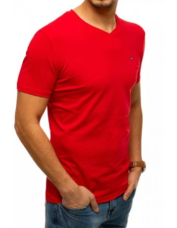 T-shirt męski bez nadruku czerwony RX4464