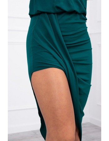 Asymetrické šaty tmavo zelený, Tmavý / Zelená