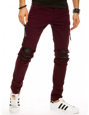 Spodnie męskie jeansowe bordowe UX2933