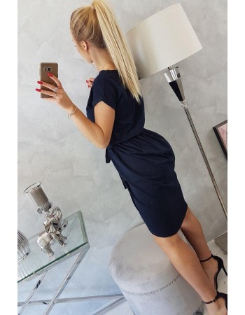 Viazané šaty so skladanou spodnou časťou námornícka modrá, Námornícka modrá