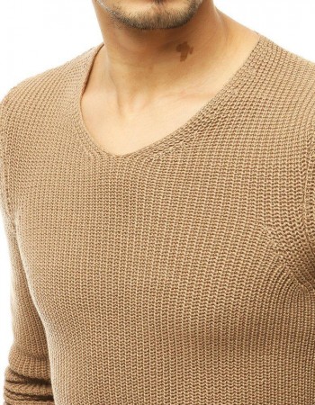 Sweter męski wkłądany przez głowę brązowy WX1591