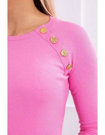 Šaty s ozdobnými gombíkmi svetlo ružová, Bystrý / Ružový