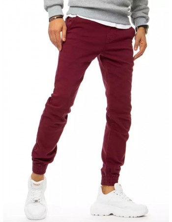Spodnie męskie jeansowe typu jogger bordowe Dstreet UX3171