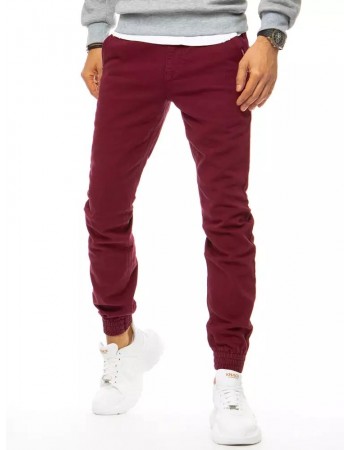 Spodnie męskie jeansowe typu jogger bordowe Dstreet UX3171