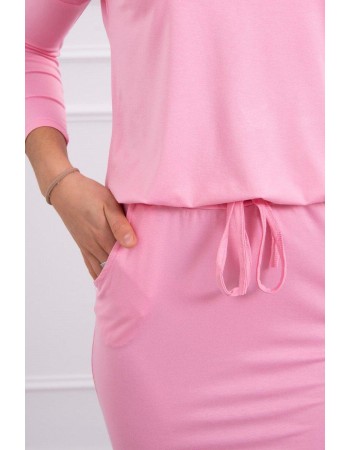 Viskózové šaty zviazané v páse svetlo ružová, Ružový / Bystrý
