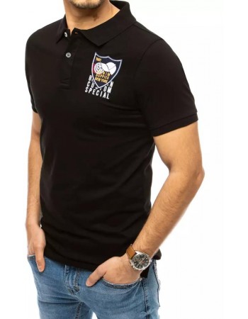Koszulka polo z haftem czarna Dstreet PX0389