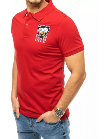 Koszulka polo z haftem czerwona Dstreet PX0390