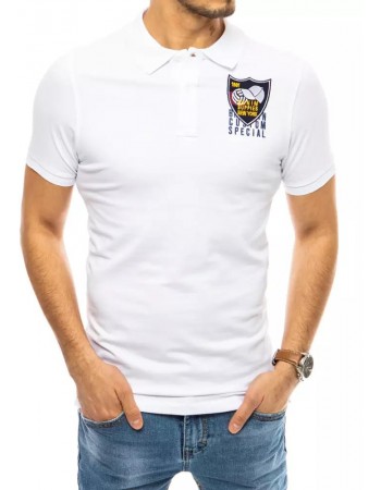 Koszulka polo z haftem biała Dstreet PX0392